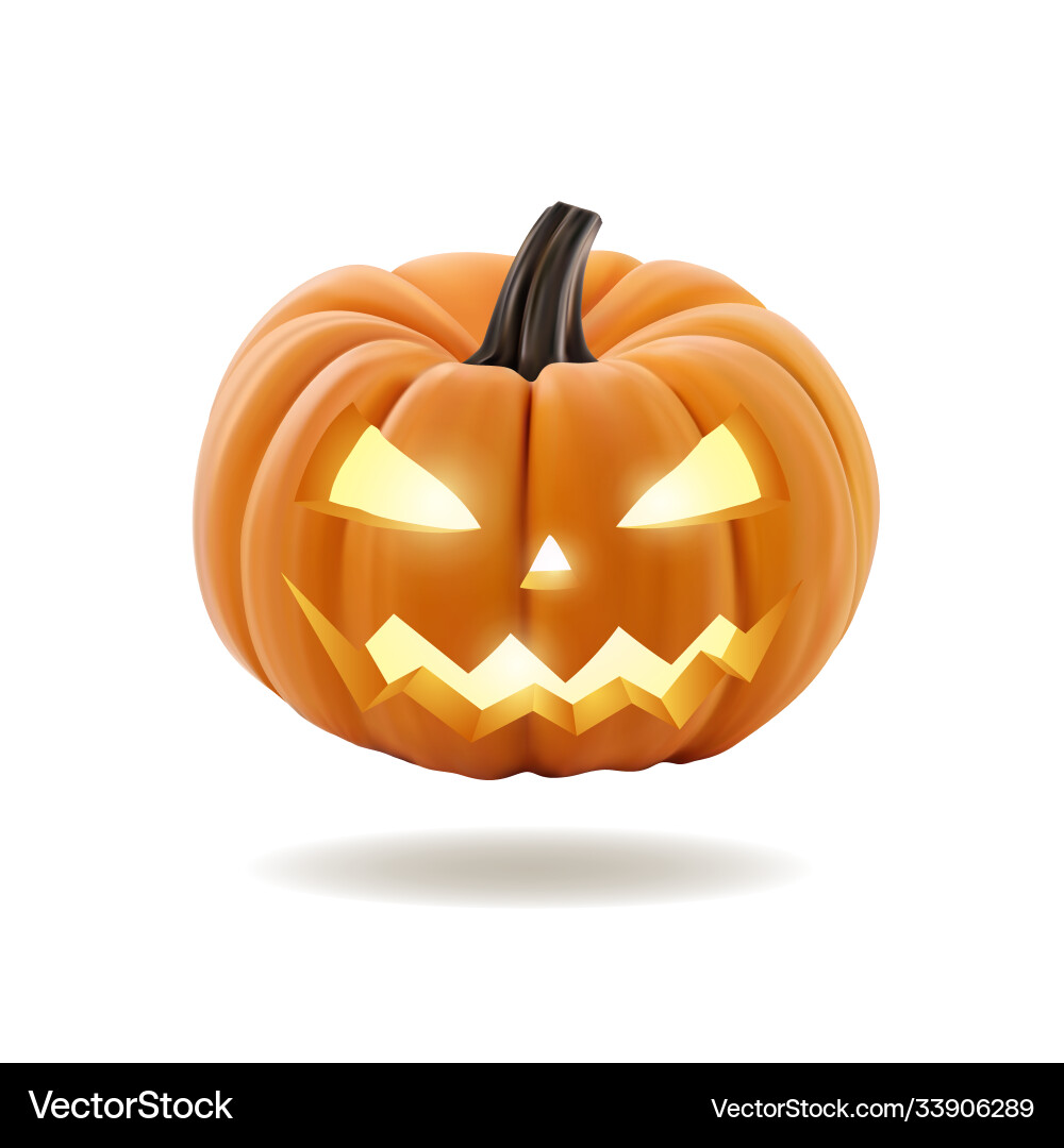 Halloween pumpkin with scary face on white Halloween pumpkin with scary face on white vector image