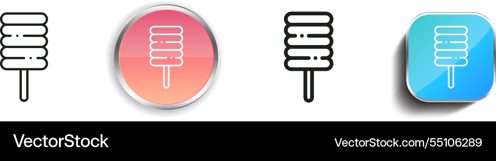 Ice cream icon thin linear regular and button vector image