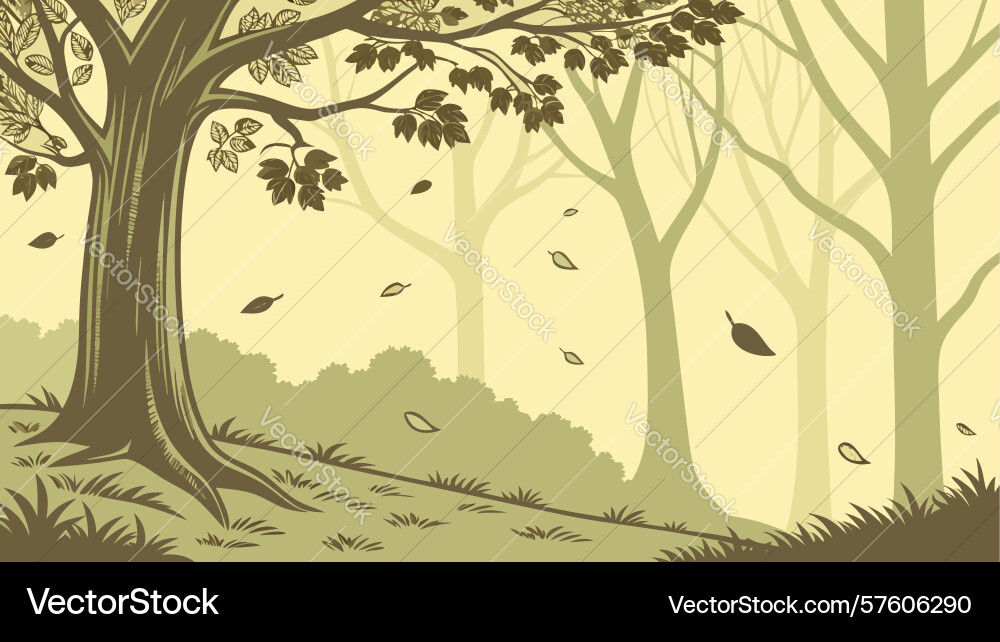 Bare trees autumn forest scene design generative Vector Image