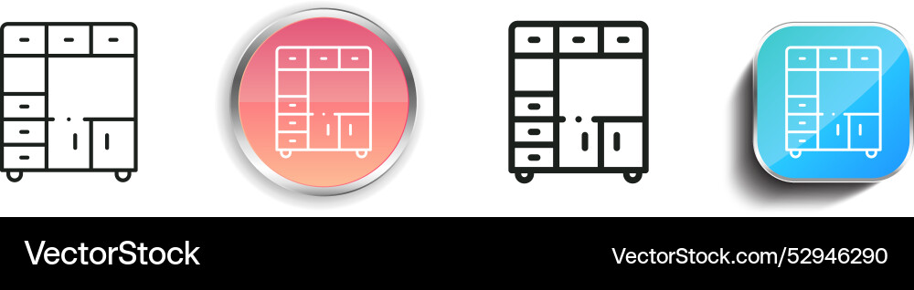 Closet icon thin linear regular and button style Closet icon thin linear regular and button style vector image