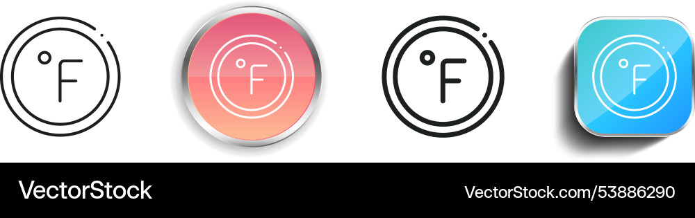 Fahrenheit icon thin linear regular and button vector image