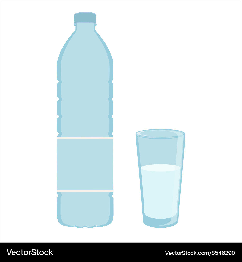 Saubere Wasserflaschen & Glas Vektorbild