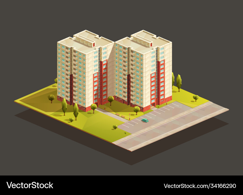 Soviet Block Flats - Isometric View vector image