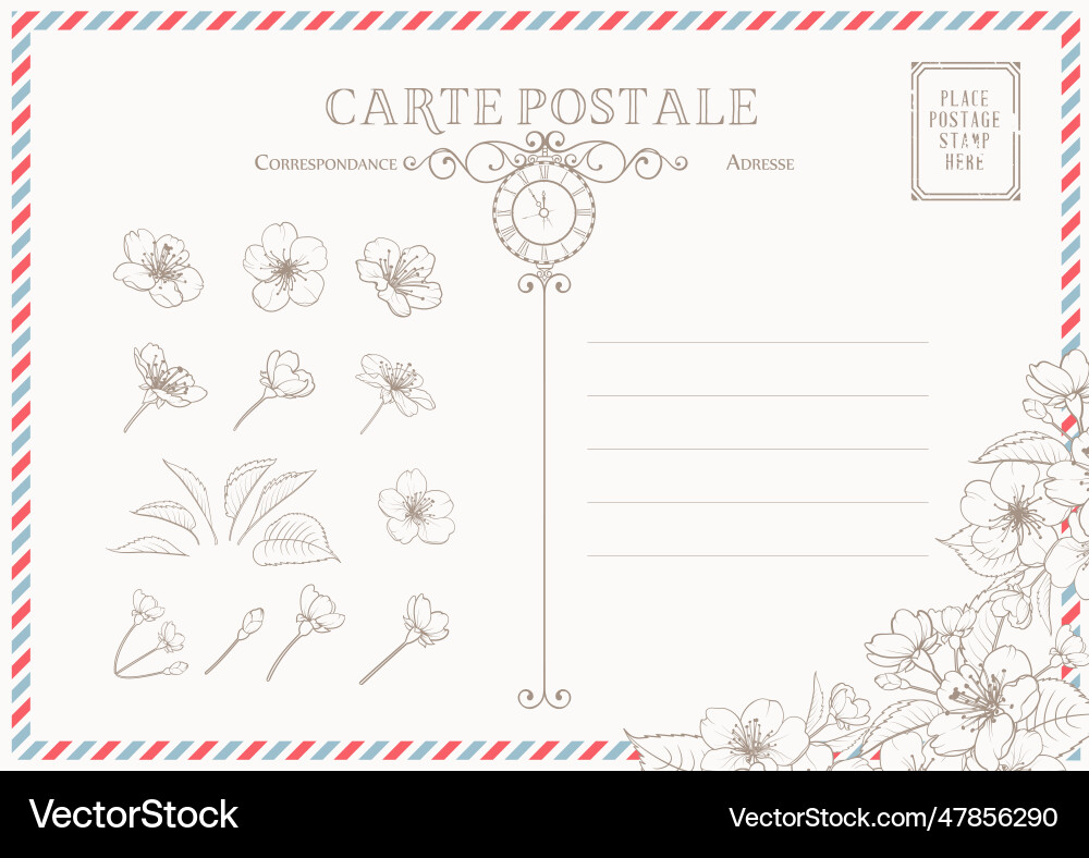 Vintage postcard background template Vintage postcard background template vector image