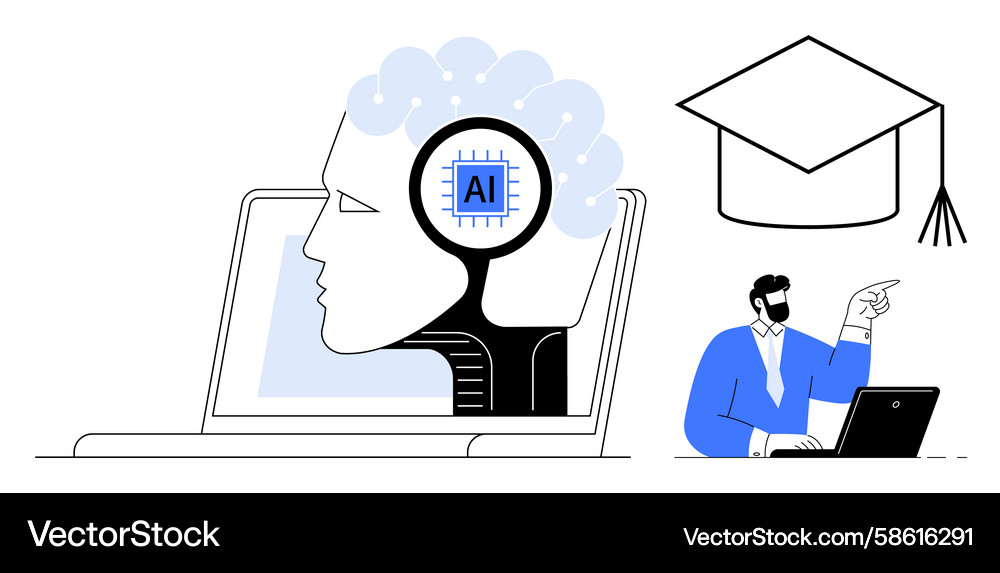 Artificial intelligence in e-learning Artificial intelligence in e-learning Vector Image