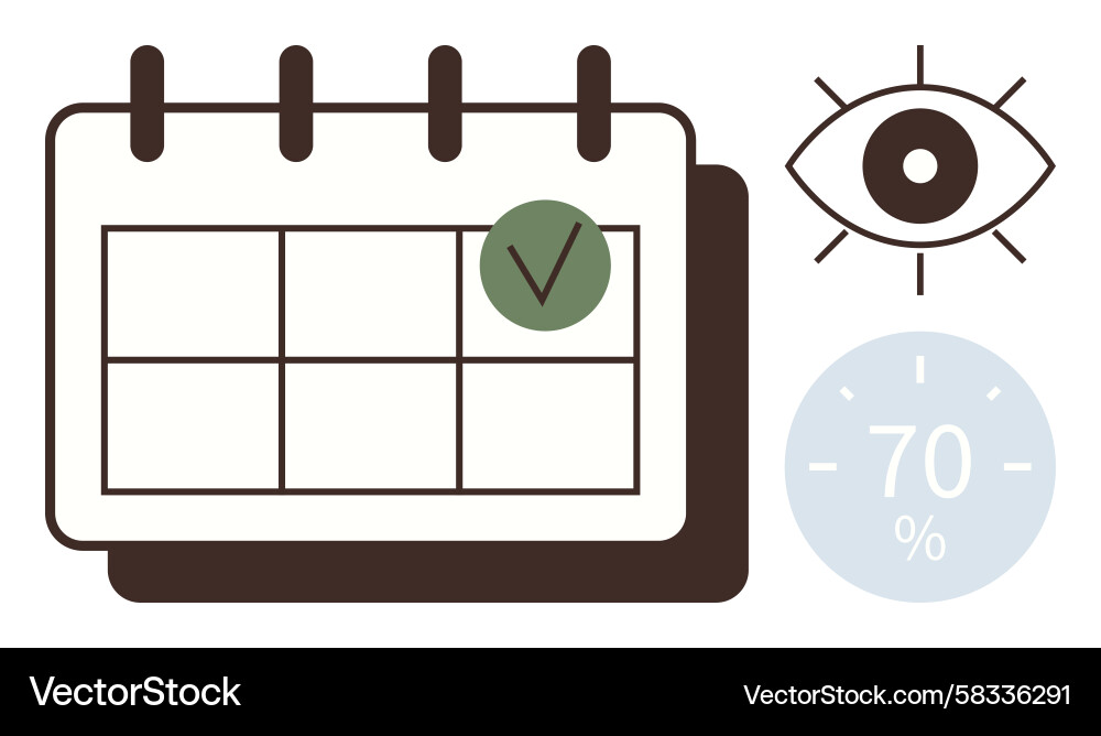 Calendar with Checkmark and Progress Vector Image