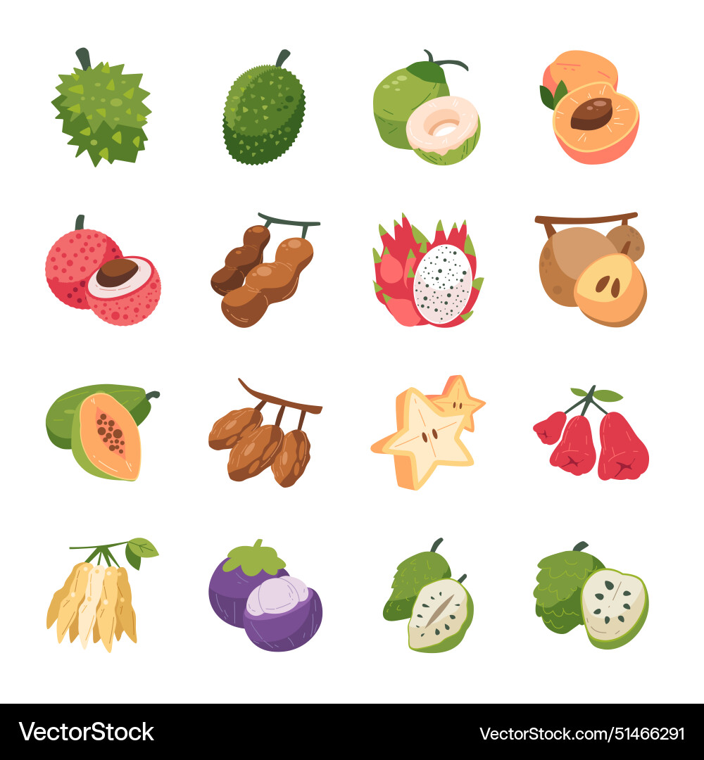 Cartoon fruit icon set fruits Royalty Free Vector Image
