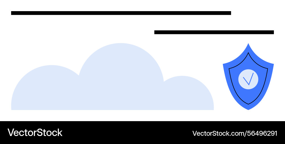 Cloud storage with security shield symbolizing Cloud storage with security shield symbolizing vector image