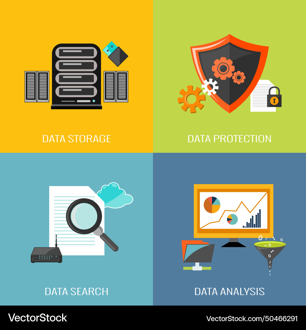 Database icons flat Database icons flat vector image