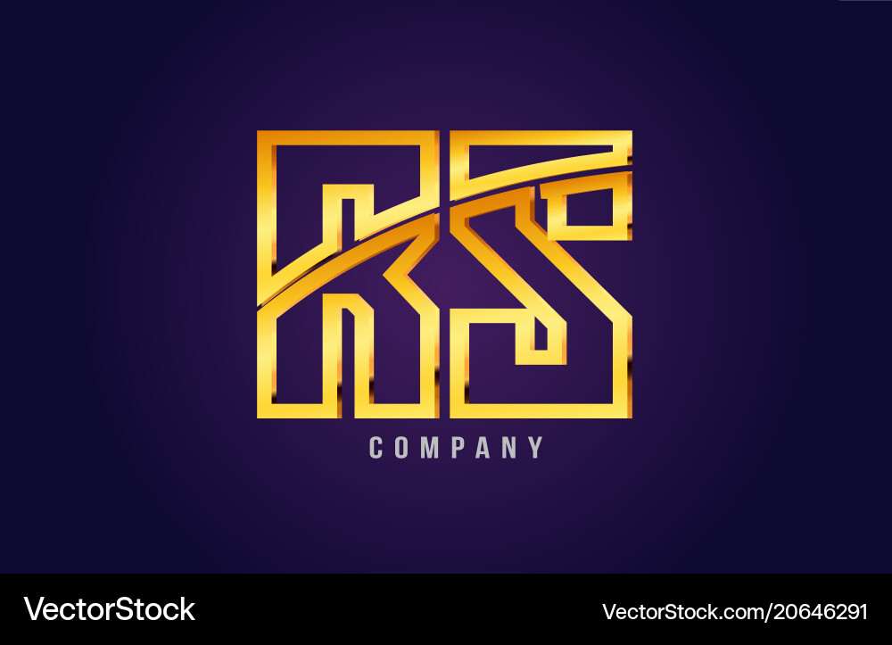 Gold golden alphabet letter rs r s logo Vector Image