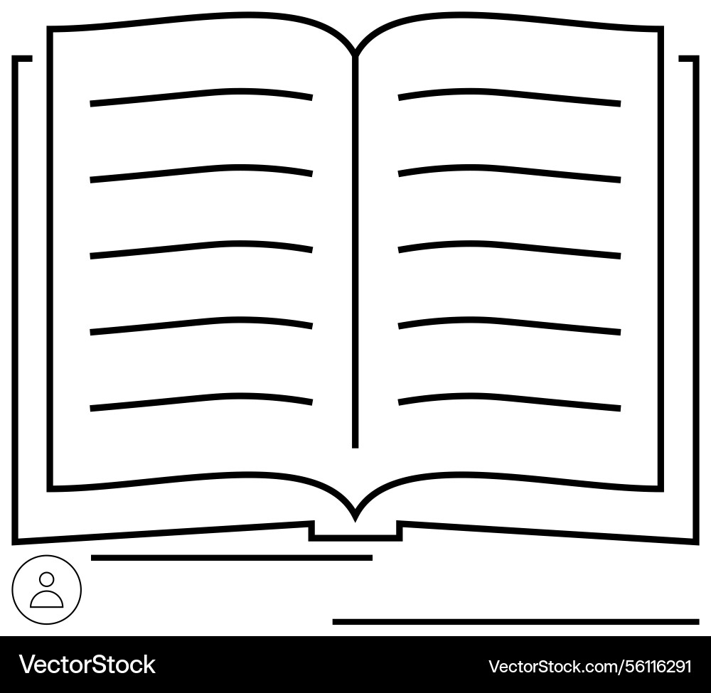Open book with visible lines representing text vector image