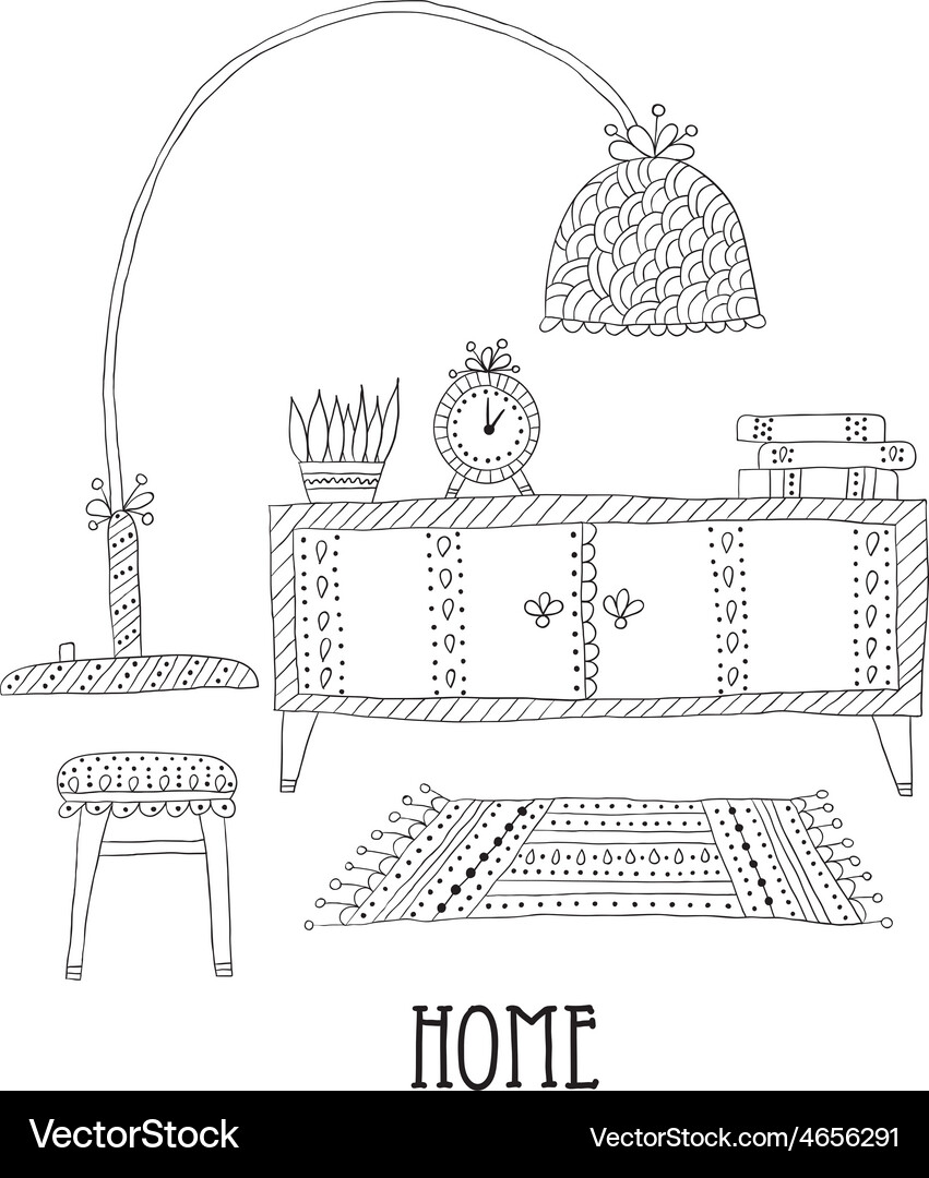Shelf and lamp - set of design elements Vector Image