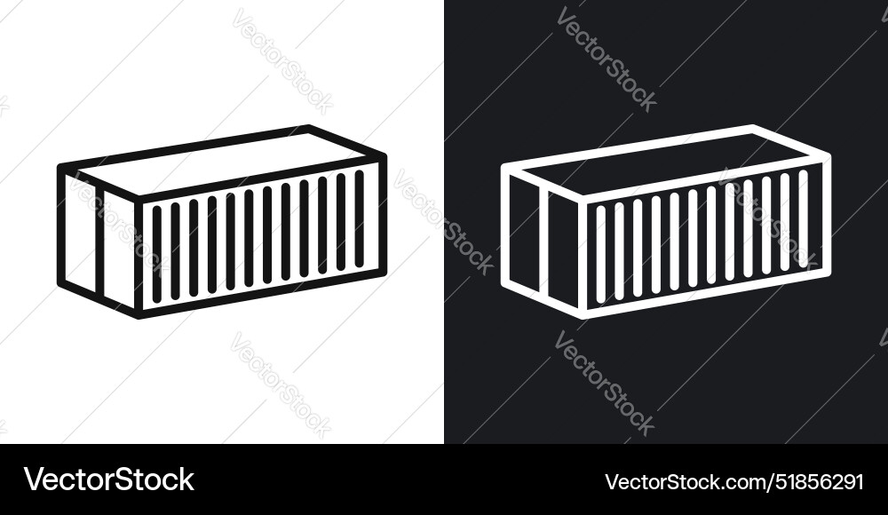 Shipping container icon set in black and white Vector Image