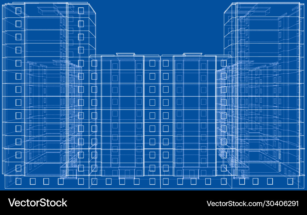 Wire-frame model a multi-storey building Wire-frame model a multi-storey building vector image