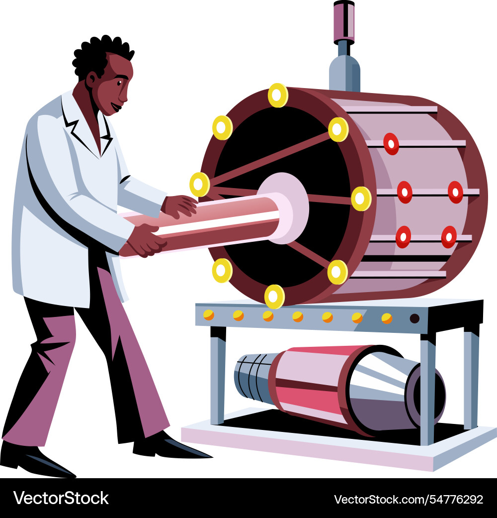 A flat of particle physicist doing Vector Image