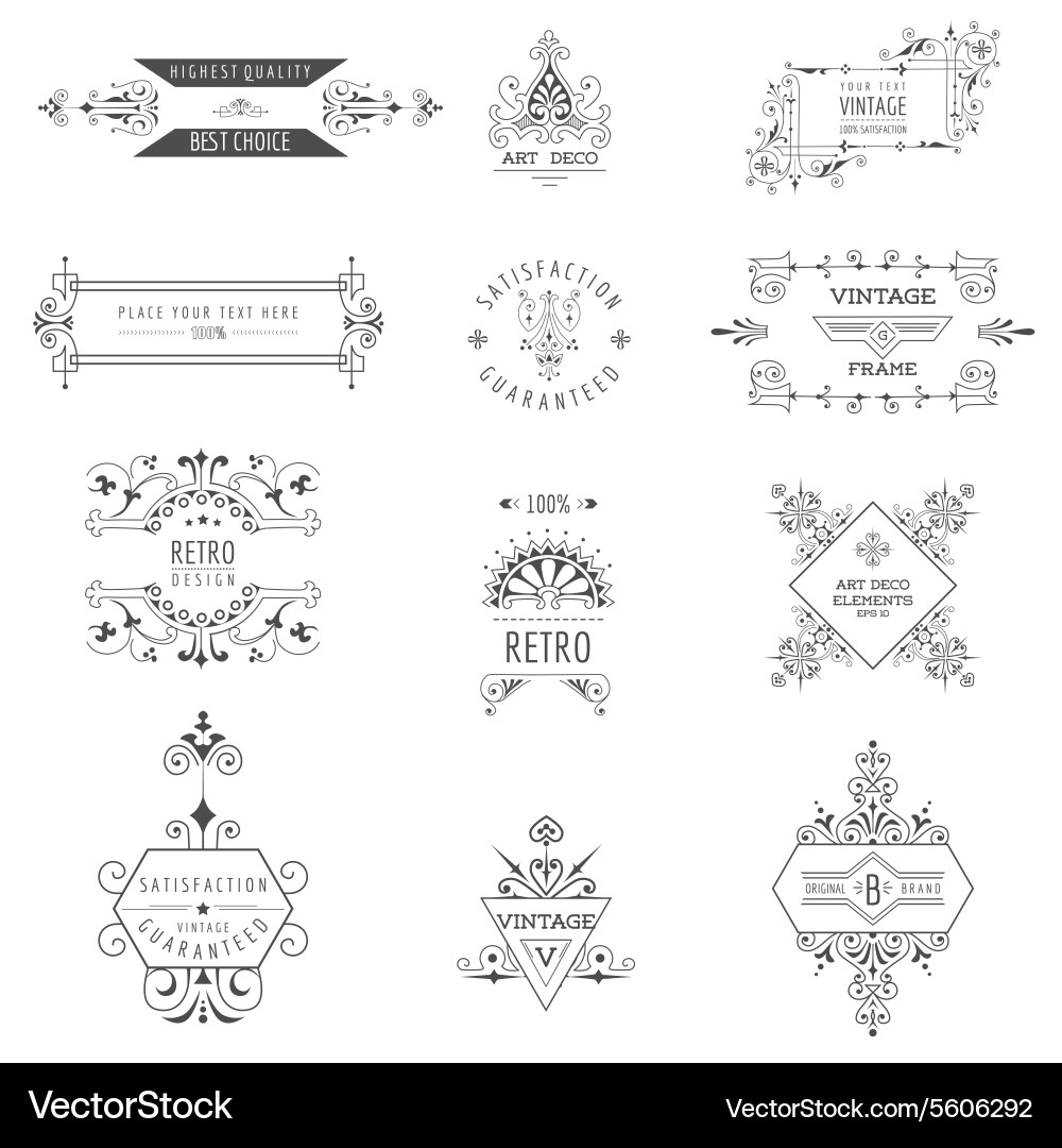 Art deco vintage frames and design elements Vector Image
