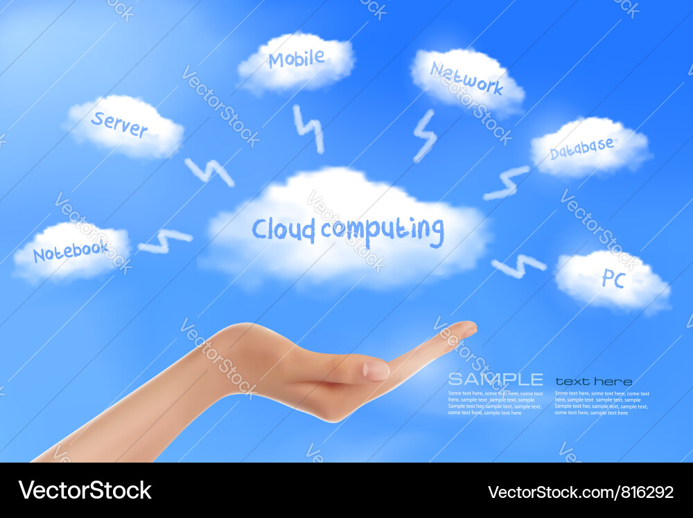 Cloud Computing with Hand Vector Image