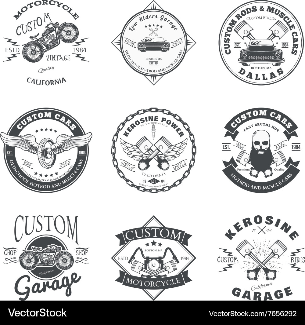Garage Motorcycle Badges & Labels vector image