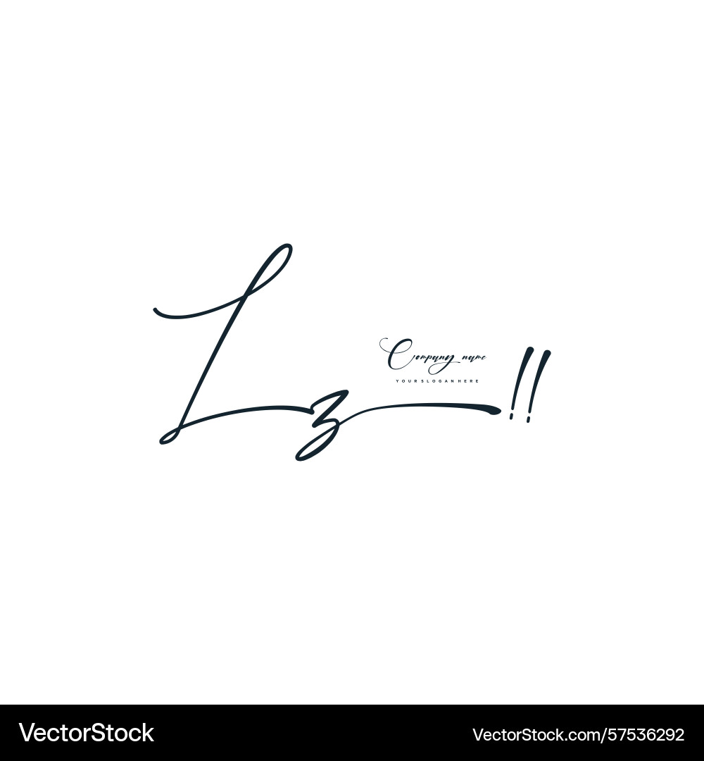 Minimal signature logo design with lz initials Vector Image