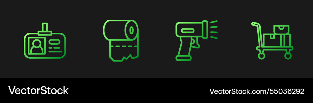 Set line scanner scanning bar code identification vector image