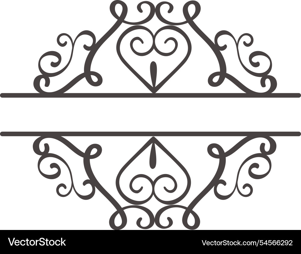 This elegant split monogram frame features ornate Vector Image