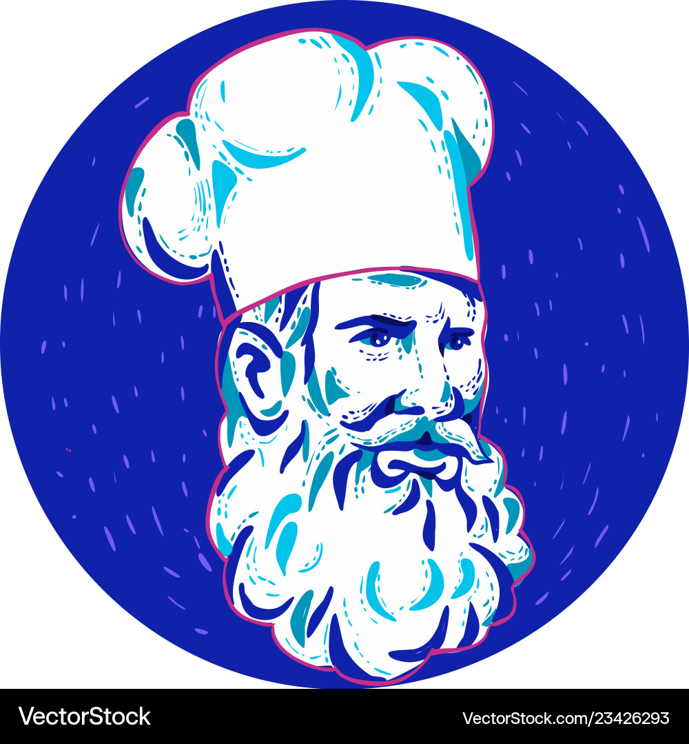 Angry bearded chef circle doodle Vector Image