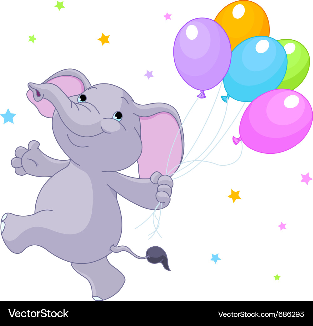 Baby elephant with balloons Royalty Free Vector Image