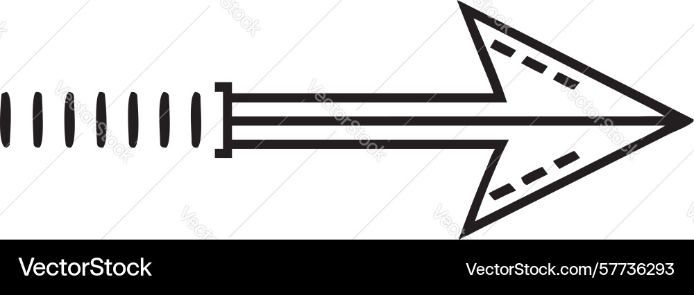 Dynamic arrow with speed lines and outline design vector image