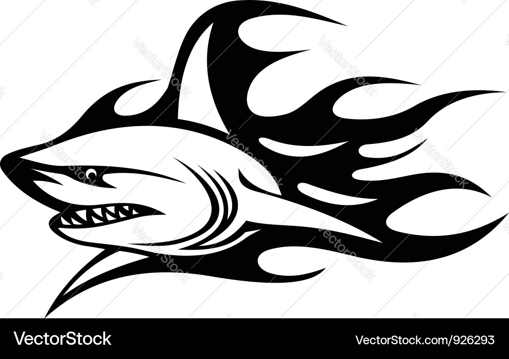 Fiery Shark Tattoo vector image