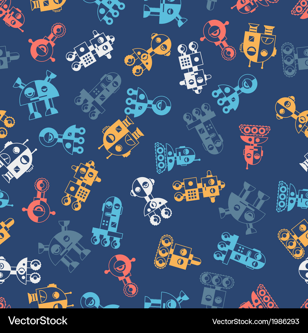Flat Style Robot Pattern Vector Image