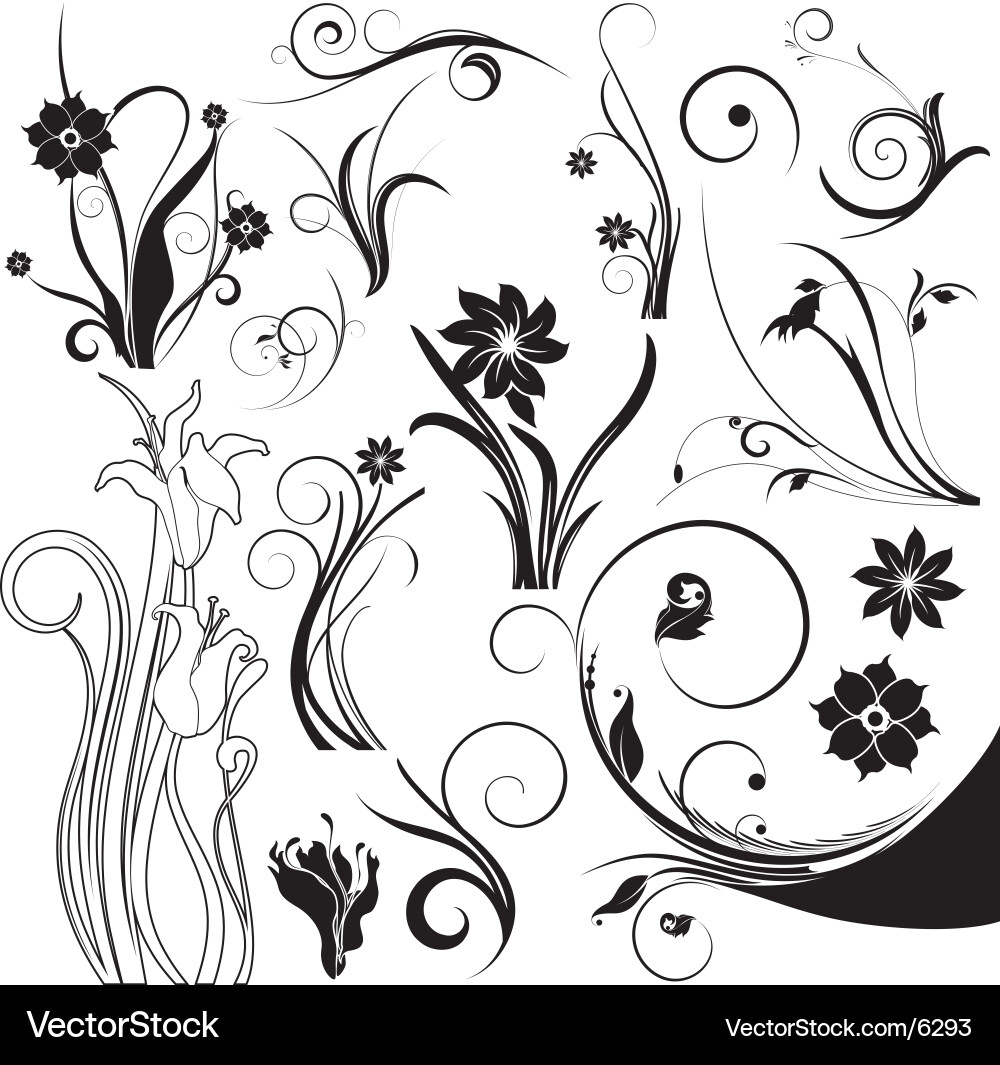 Floral Swirl Elements Royalty Free Vector Image