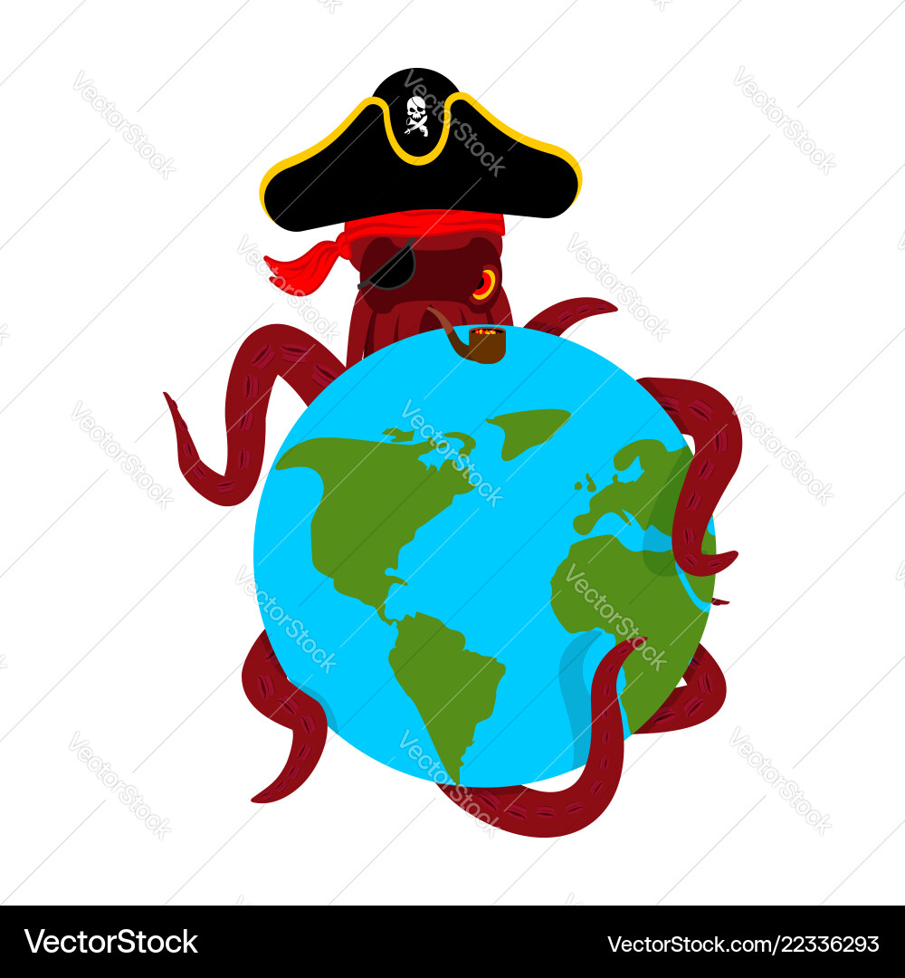 Octopus pirate und erd poulpe buccaneer Octopus pirate und erd poulpe buccaneer vektorbild