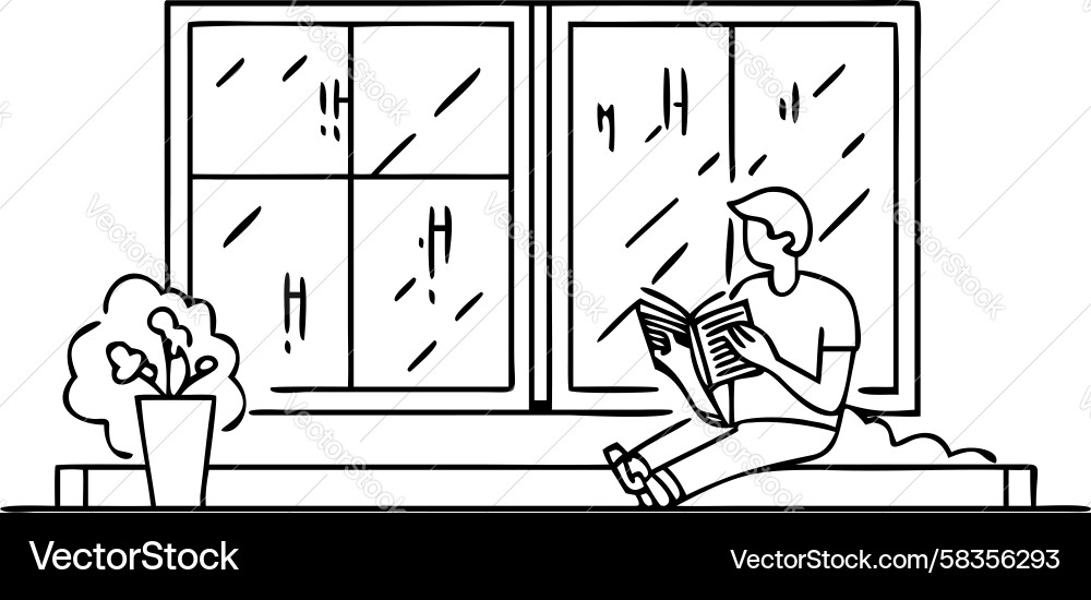 Relaxing Reader by Window Vector Image