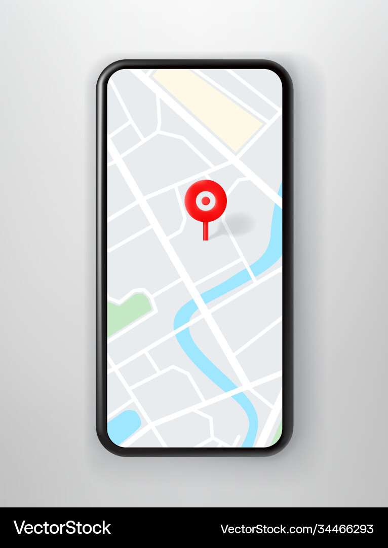 Smartphone with navigation app on screen Vector Image