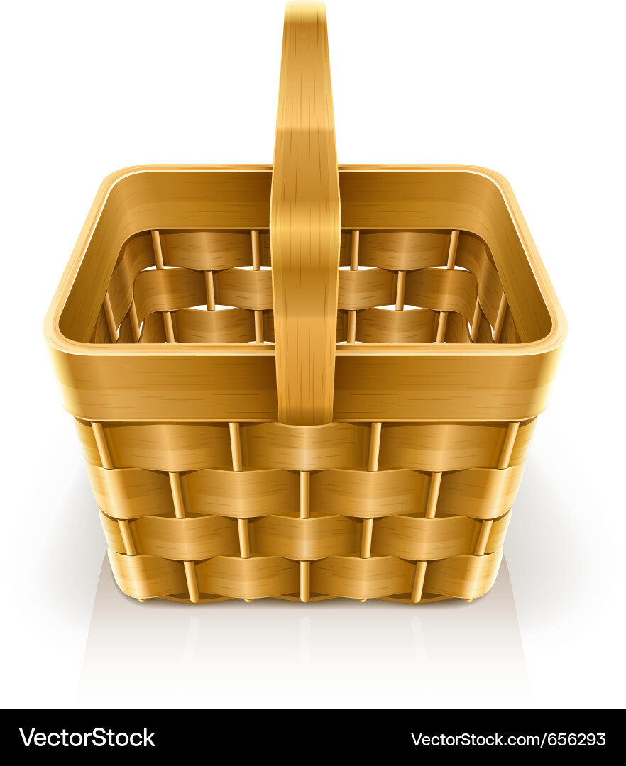 Wooden Wicker Basket Vector Image
