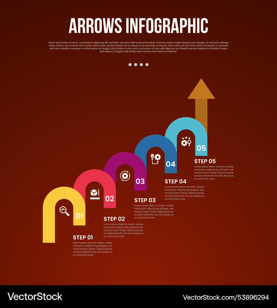 Arrows template infographic with round reverse u Vector Image