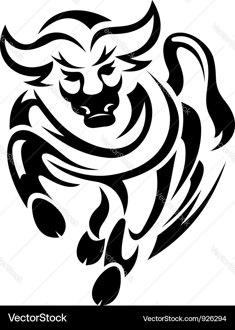 Black bull in tribal style vector image