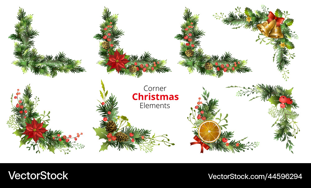 Festive Corner Christmas Garland vector image