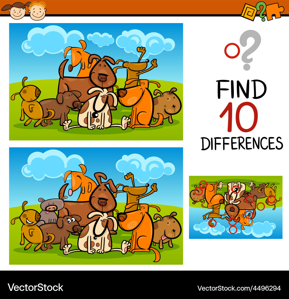 Finding differences game cartoon vector image