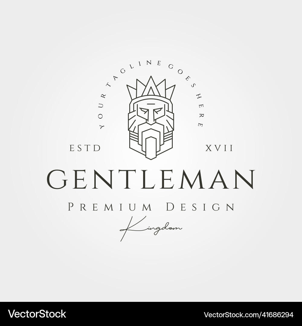 Gentleman king line art logo symbol design vector image