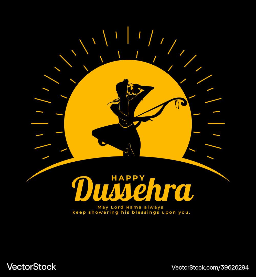 Happy dussehra festival card with lord rama Happy dussehra festival card with lord rama Vector Image