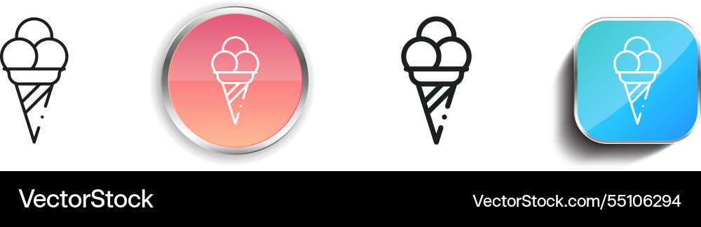 Ice cream icon thin linear regular and button vector image