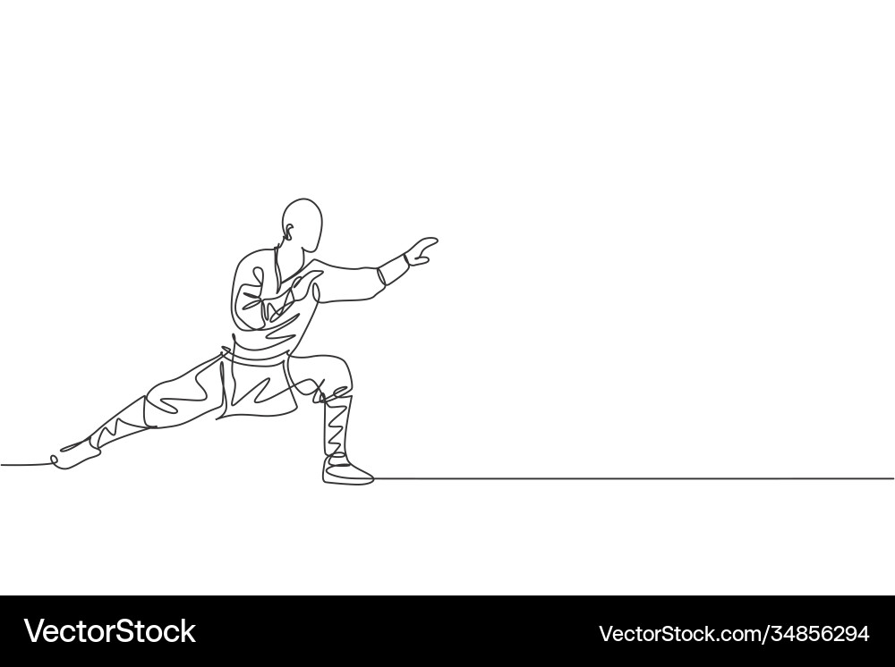 Shaolin Monk in Dynamic Pose vector image
