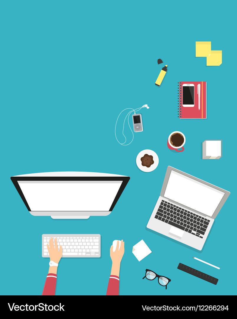 Woman Typing on Computer Keyboard vector image