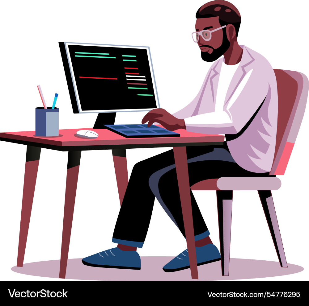 A flat of programmer working on s vector image