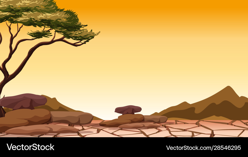 Background scene with tree in dry land Vector Image
