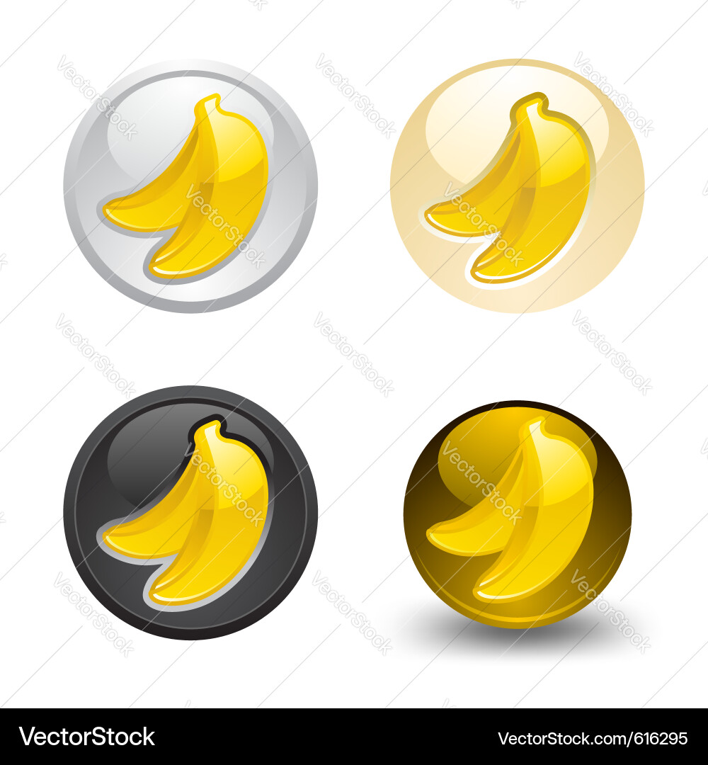 Banana button set web 20 icons Vector Image