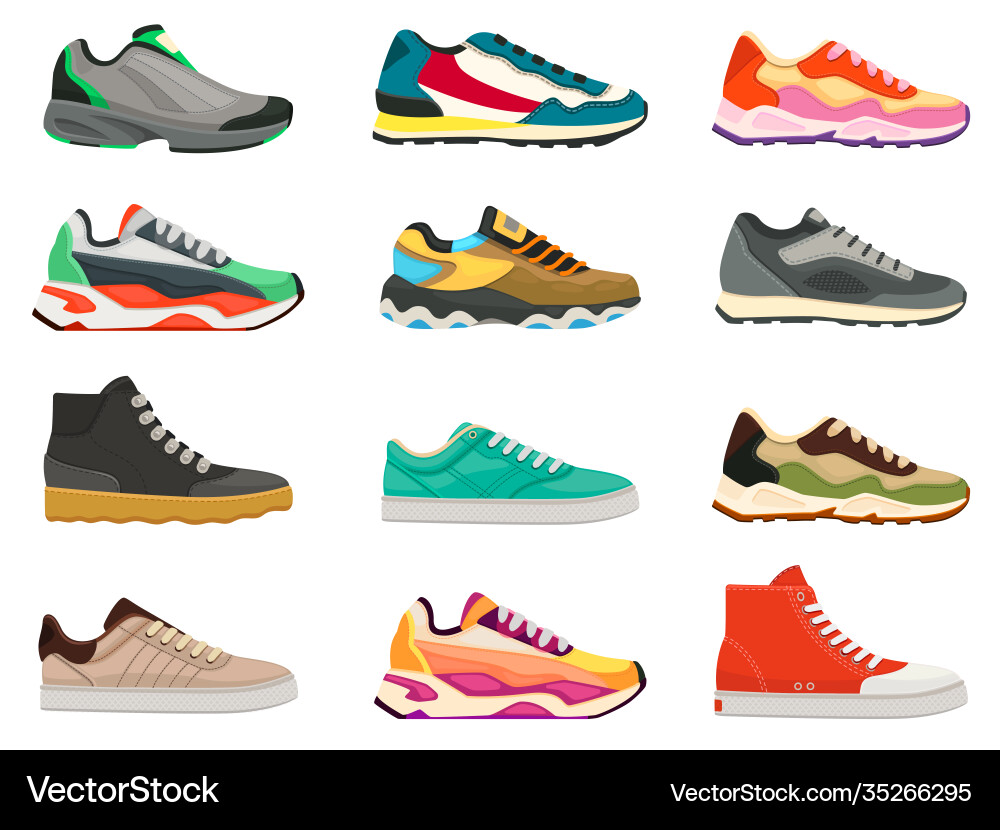 Colorful Sneaker Collection Royalty Free Vector Image
