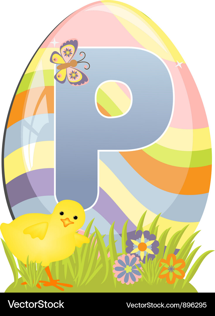 Cute Initial P with Easter Elements Vector Image