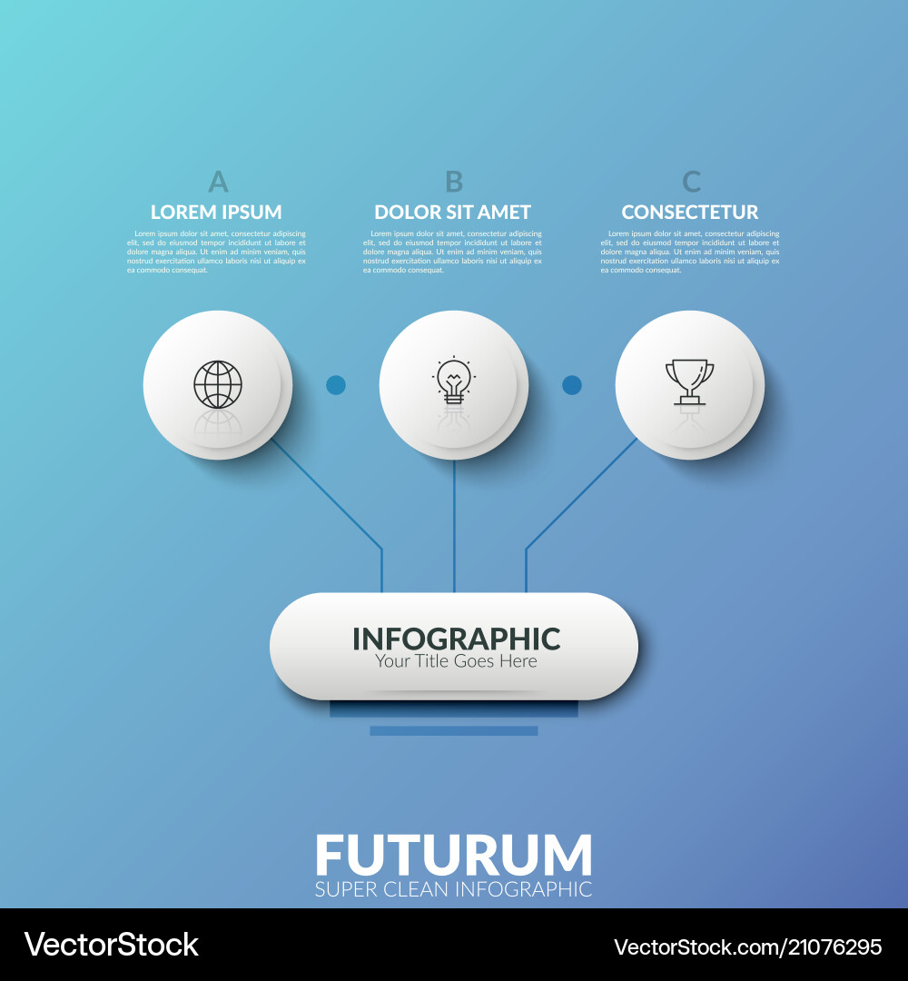 Flow chart main element connected by lines with 3 Flow chart main element connected by lines with 3 vector image